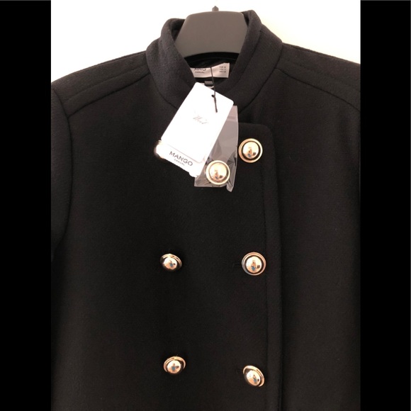 mango black coat gold buttons